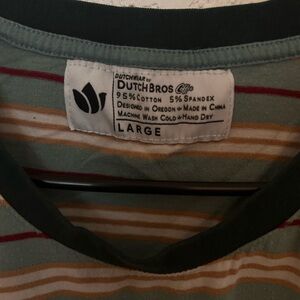 Dutch bros striped t shirt